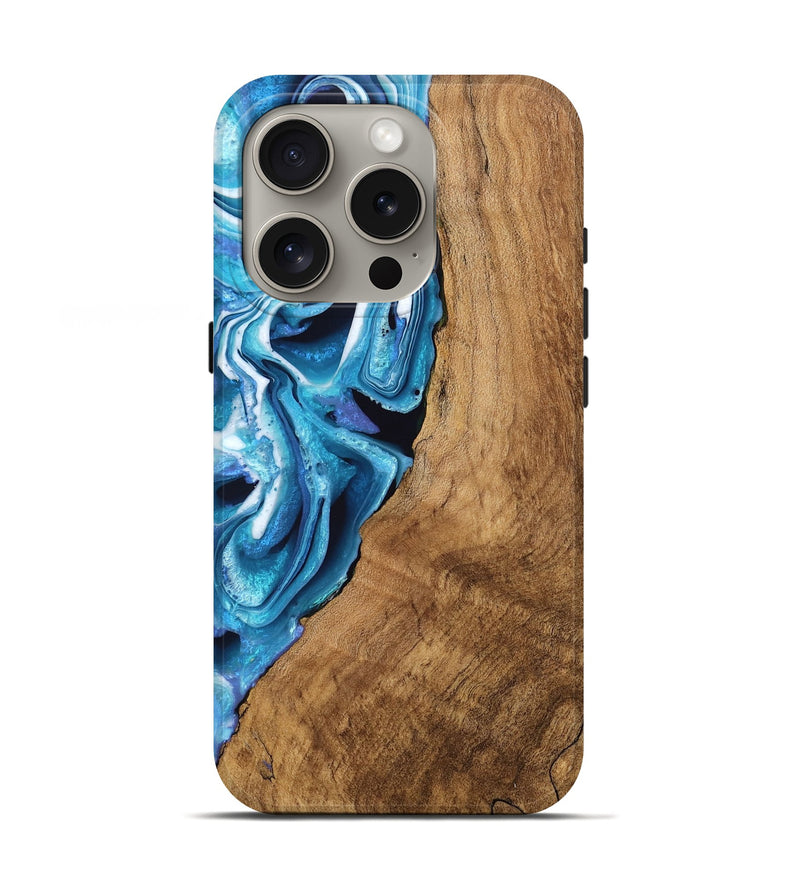 iPhone 16 Pro Wood Live Edge Phone Case - Boaz (Blue, 746588)