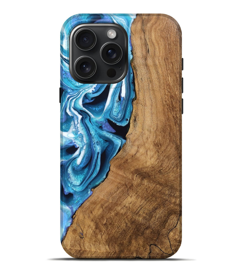 iPhone 16 Pro Max Wood Live Edge Phone Case - Boaz (Blue, 746588)