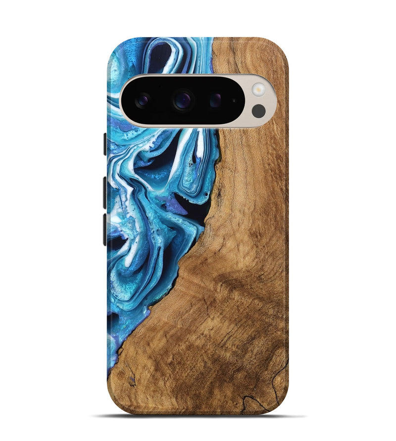 Pixel 9 Pro Wood Live Edge Phone Case - Boaz (Blue, 746588)