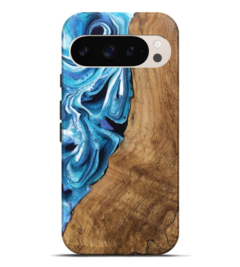 Pixel 9 Pro XL Wood Live Edge Phone Case - Boaz (Blue, 746588)