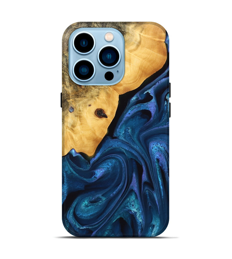 iPhone 14 Pro Wood Live Edge Phone Case - Skye (Blue, 746589)