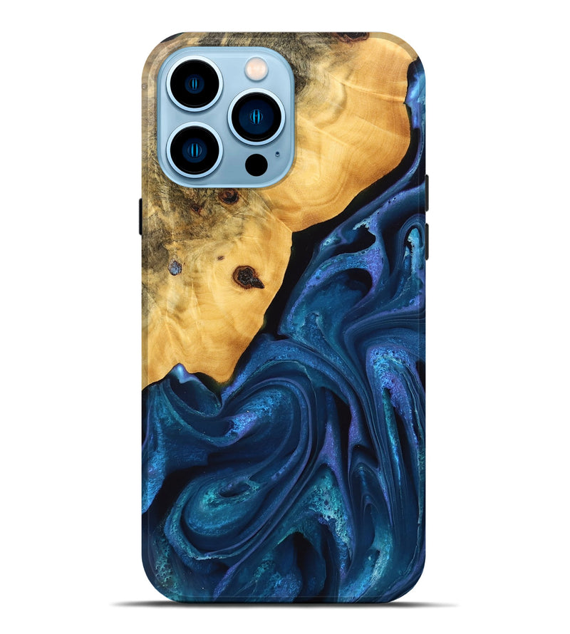 iPhone 14 Pro Max Wood Live Edge Phone Case - Skye (Blue, 746589)