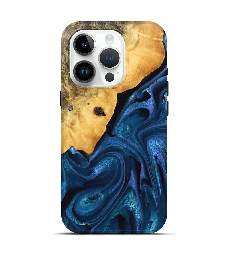 iPhone 15 Pro Wood Live Edge Phone Case - Skye (Blue, 746589)