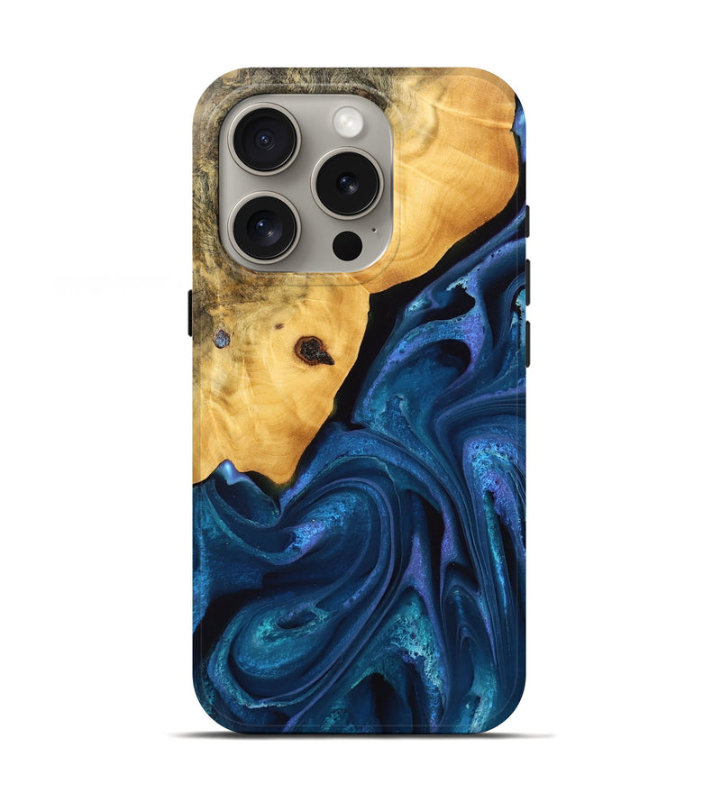 iPhone 16 Pro Wood Live Edge Phone Case - Skye (Blue, 746589)