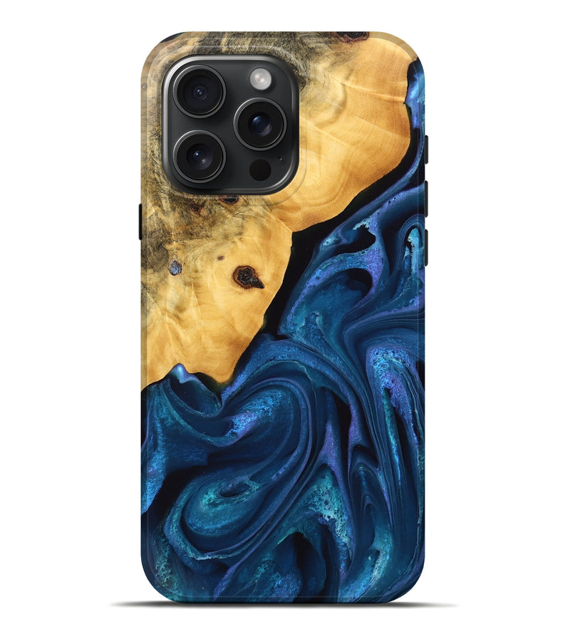 iPhone 16 Pro Max Wood Live Edge Phone Case - Skye (Blue, 746589)