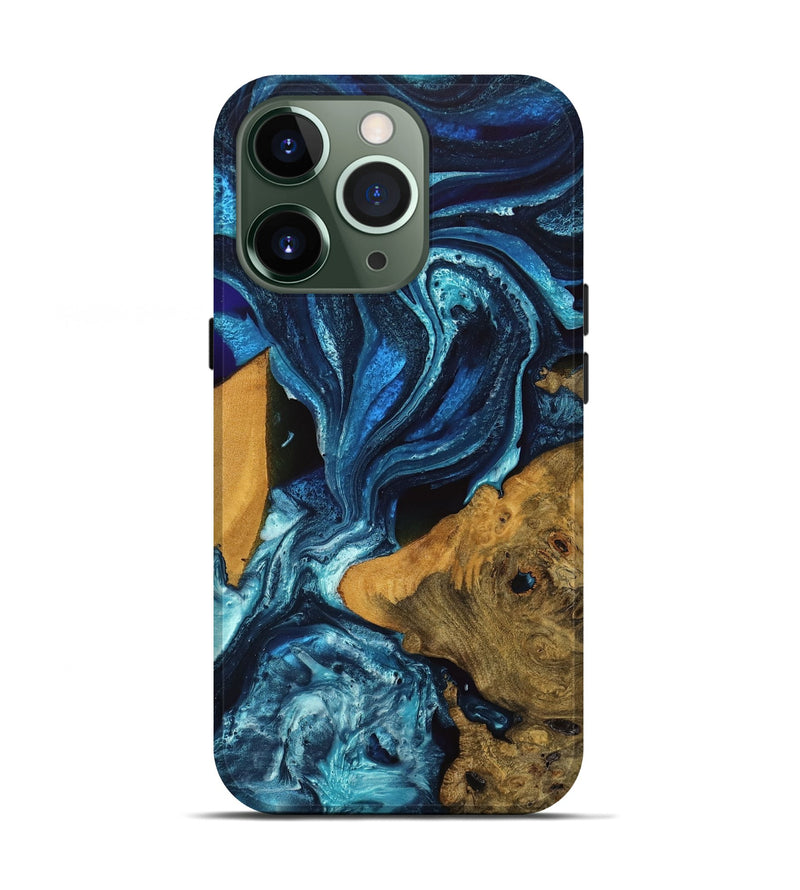 iPhone 13 Pro Wood Live Edge Phone Case - Gerhard (Blue, 746590)