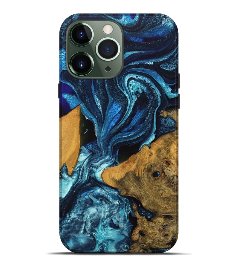 iPhone 13 Pro Max Wood Live Edge Phone Case - Gerhard (Blue, 746590)