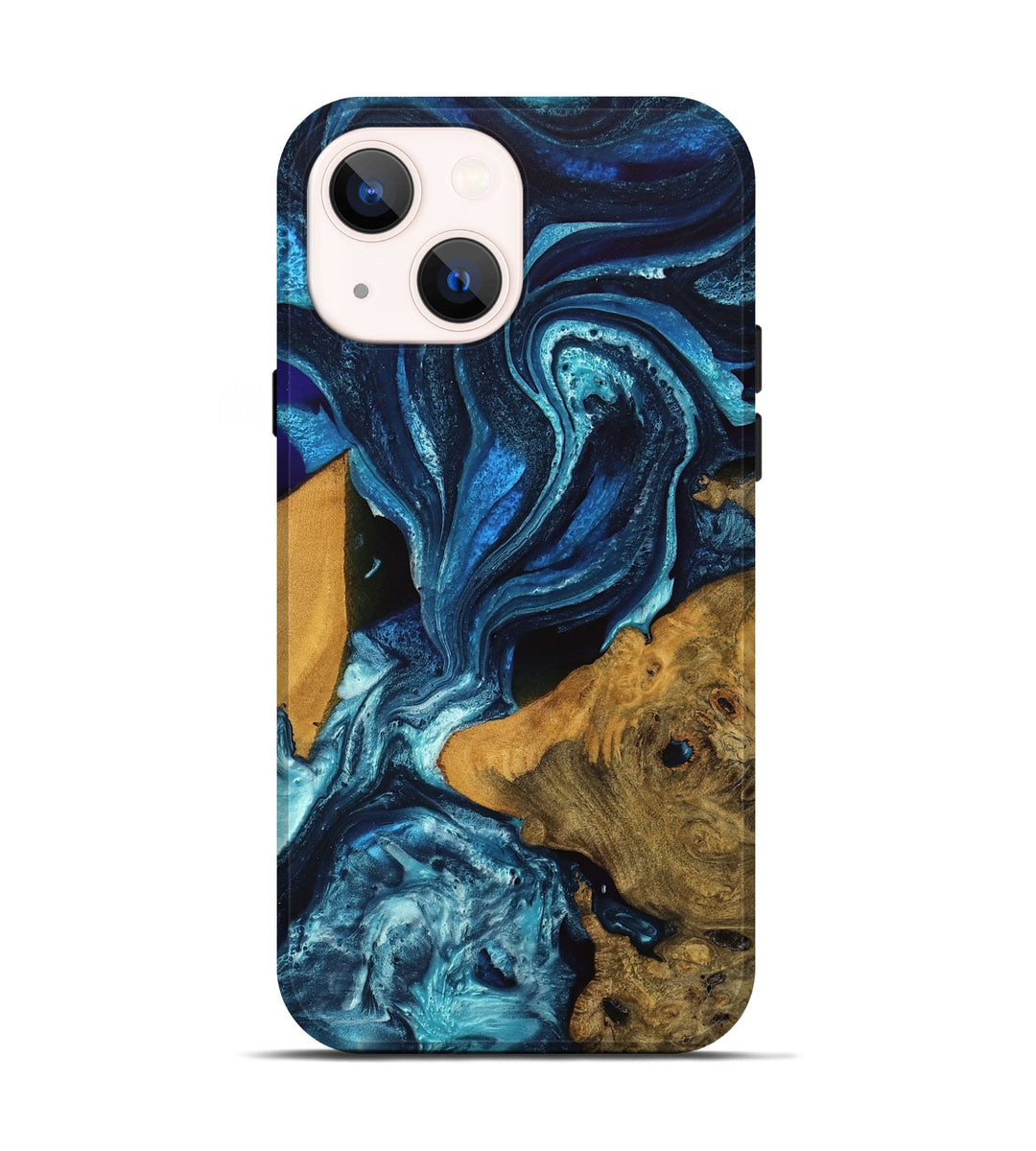 iPhone 14 Wood Live Edge Phone Case - Gerhard (Blue, 746590)