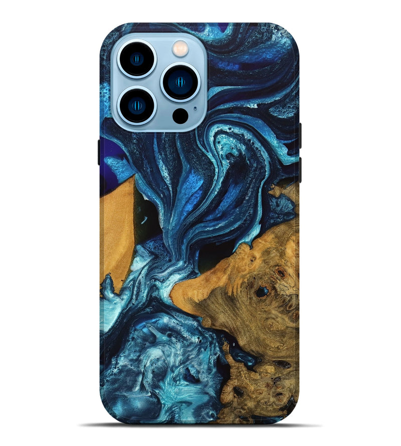 iPhone 14 Pro Max Wood Live Edge Phone Case - Gerhard (Blue, 746590)