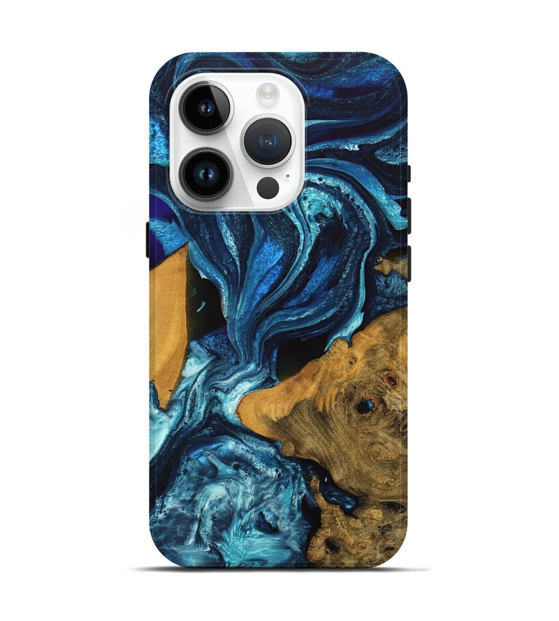 iPhone 15 Pro Wood Live Edge Phone Case - Gerhard (Blue, 746590)