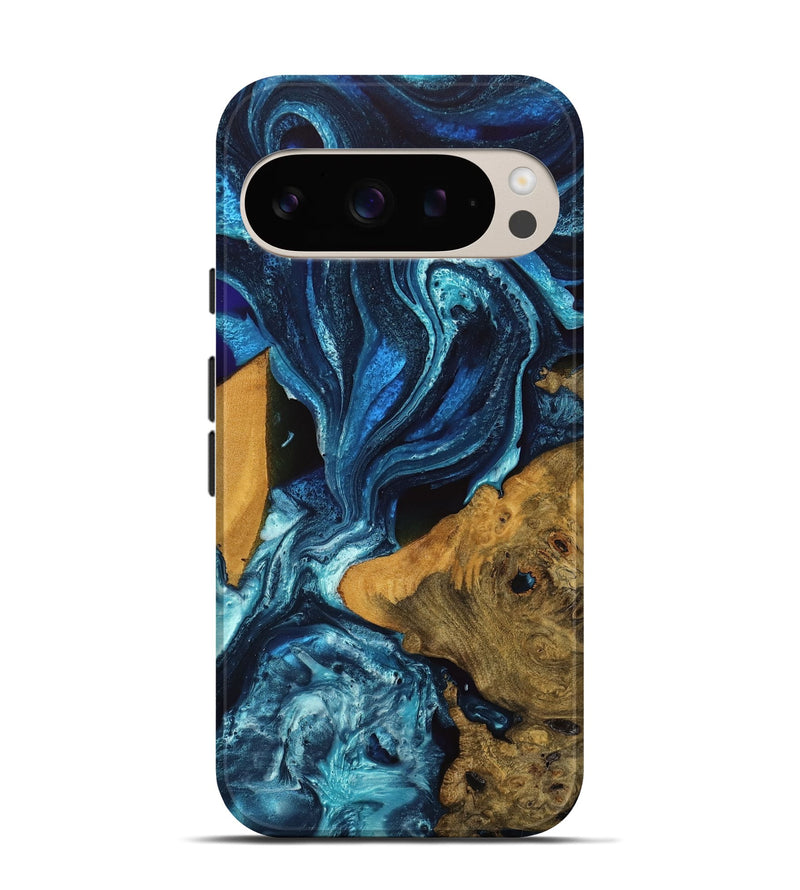 Pixel 9 Pro Wood Live Edge Phone Case - Gerhard (Blue, 746590)