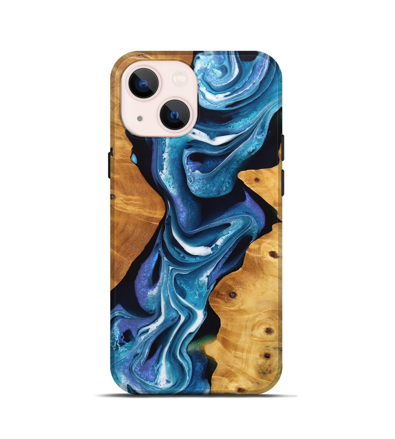 iPhone 13 mini Wood Live Edge Phone Case - Verda (Blue, 746591)