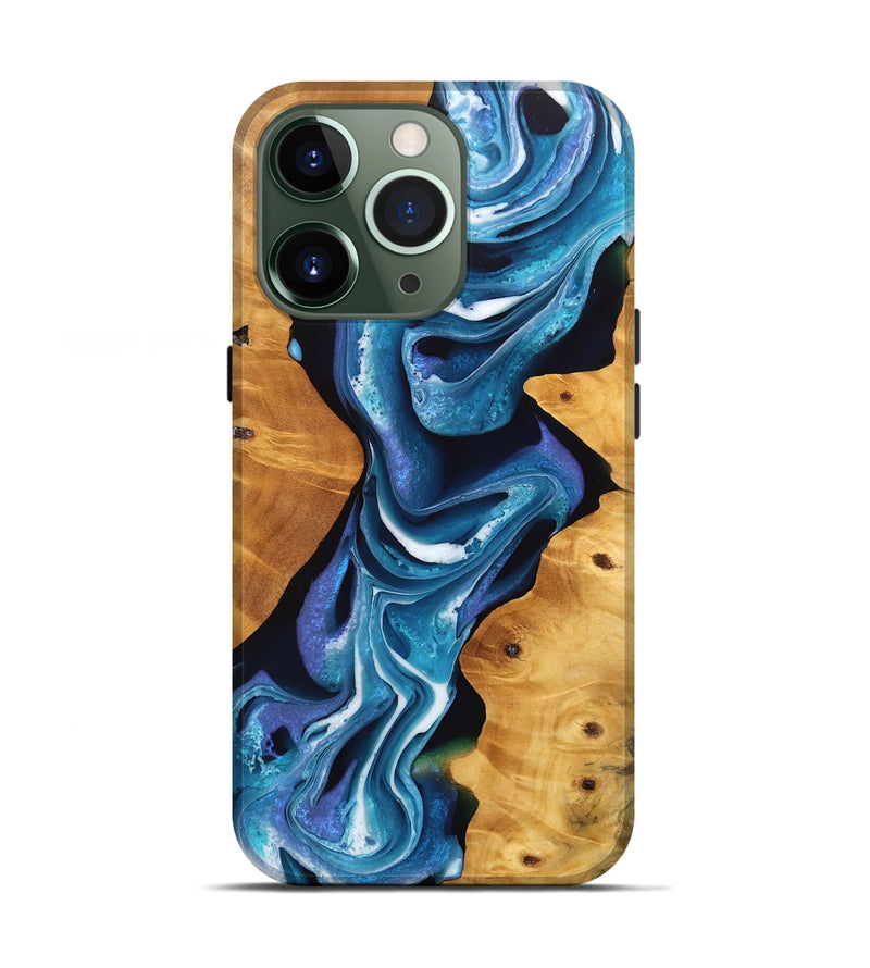 iPhone 13 Pro Wood Live Edge Phone Case - Verda (Blue, 746591)