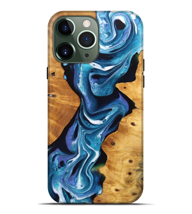 iPhone 13 Pro Max Wood Live Edge Phone Case - Verda (Blue, 746591)