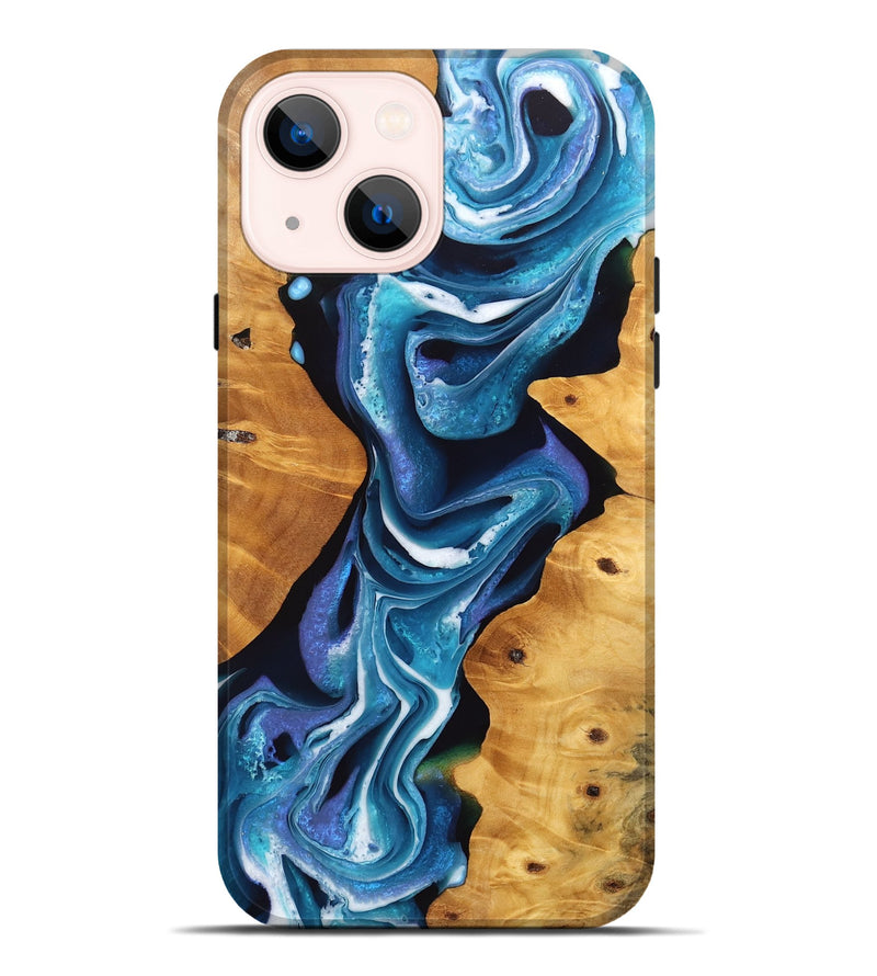 iPhone 14 Plus Wood Live Edge Phone Case - Verda (Blue, 746591)