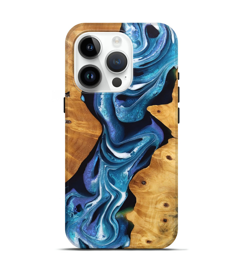 iPhone 15 Pro Wood Live Edge Phone Case - Verda (Blue, 746591)