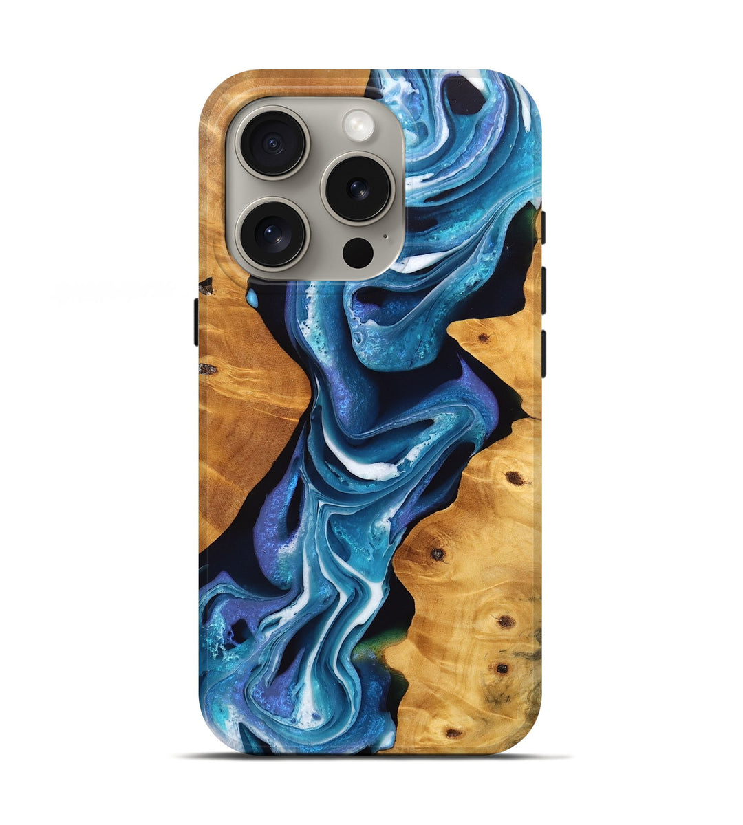 iPhone 16 Pro Wood Live Edge Phone Case - Verda (Blue, 746591)