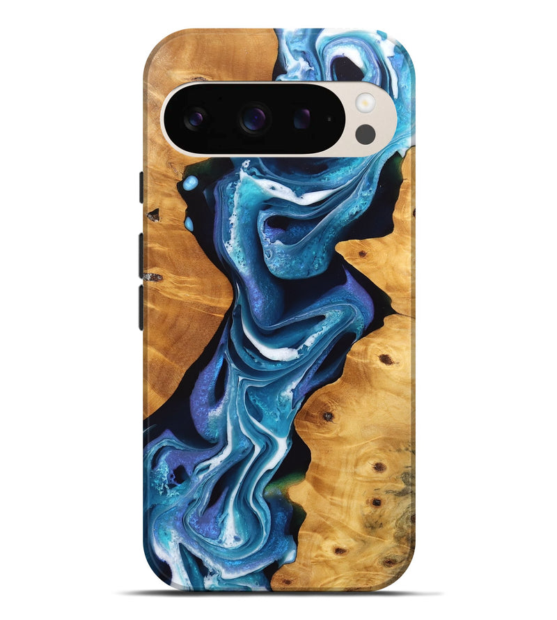 Pixel 9 Pro XL Wood Live Edge Phone Case - Verda (Blue, 746591)