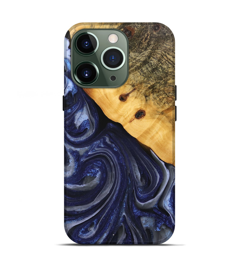 iPhone 13 Pro Wood Live Edge Phone Case - Erna (Blue, 746592)