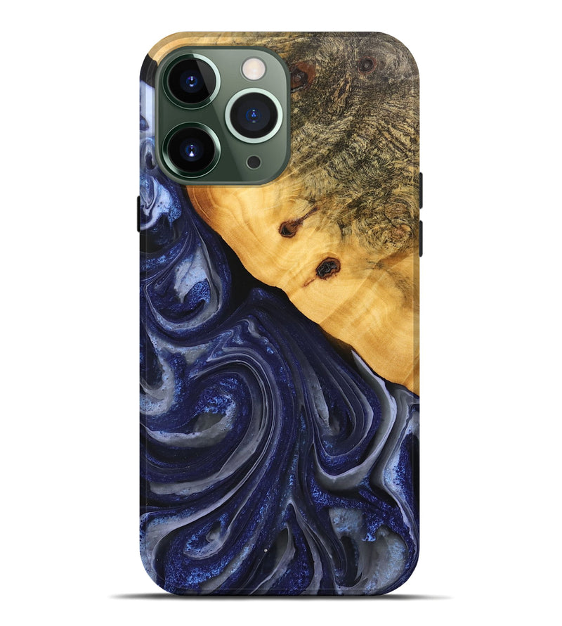 iPhone 13 Pro Max Wood Live Edge Phone Case - Erna (Blue, 746592)