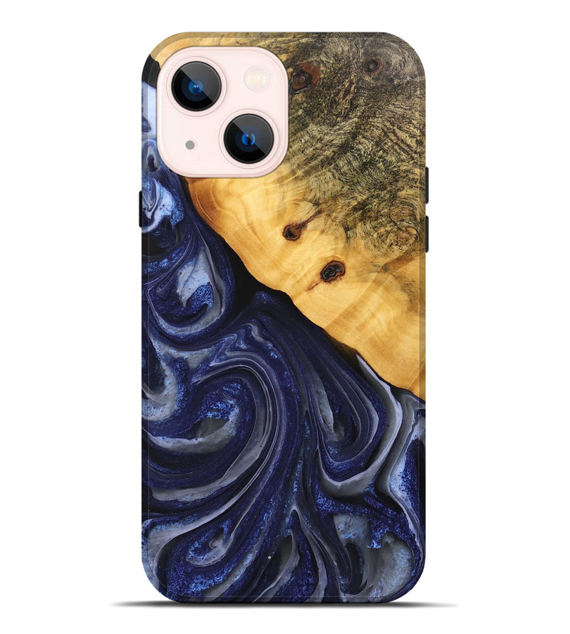 iPhone 14 Plus Wood Live Edge Phone Case - Erna (Blue, 746592)