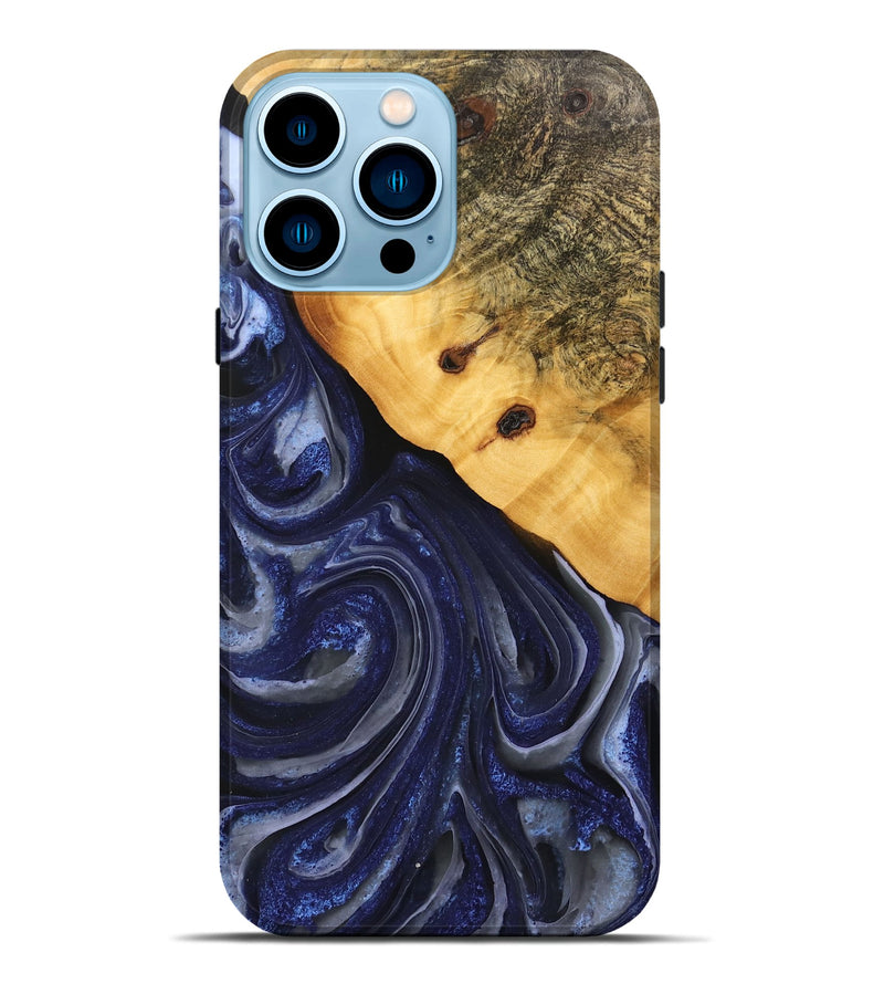 iPhone 14 Pro Max Wood Live Edge Phone Case - Erna (Blue, 746592)