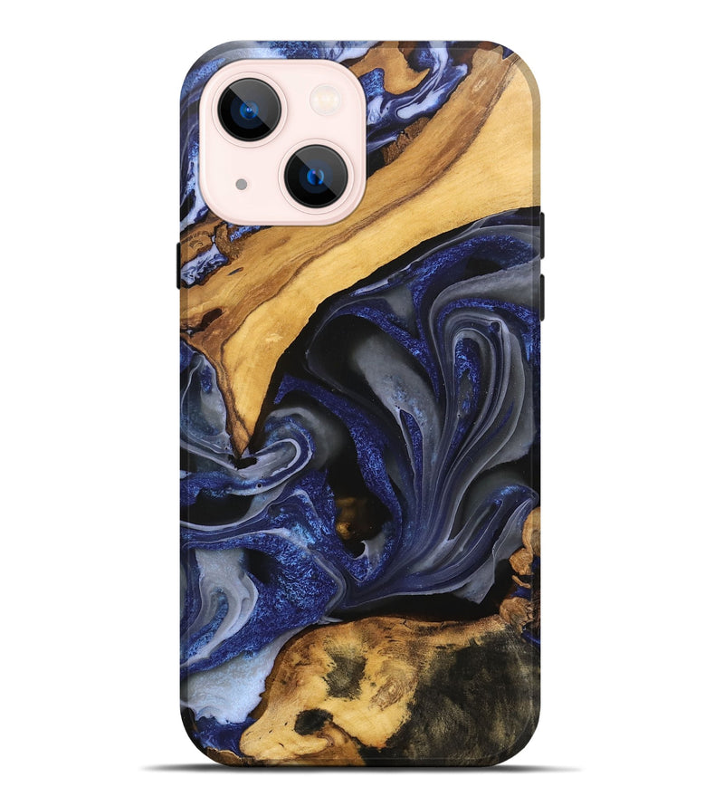 iPhone 14 Plus Wood Live Edge Phone Case - Russell (Blue, 746593)