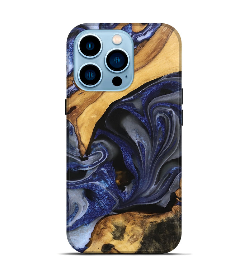 iPhone 14 Pro Wood Live Edge Phone Case - Russell (Blue, 746593)