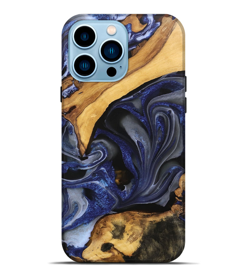 iPhone 14 Pro Max Wood Live Edge Phone Case - Russell (Blue, 746593)