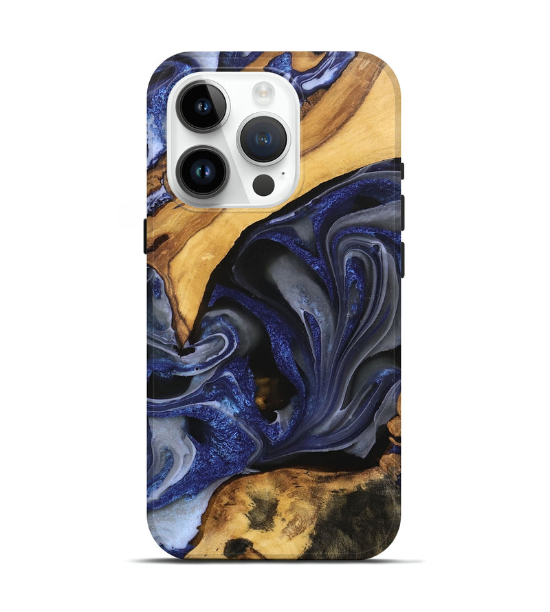 iPhone 15 Pro Wood Live Edge Phone Case - Russell (Blue, 746593)