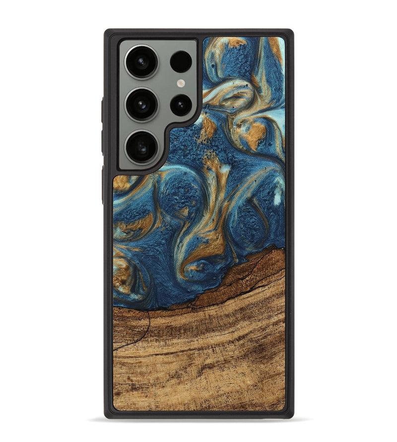 Galaxy S23 Ultra Wood Phone Case - Lilia (Teal & Gold, 746596)