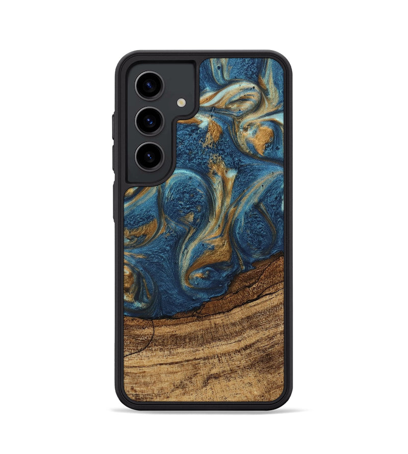 Galaxy S24 Wood Phone Case - Lilia (Teal & Gold, 746596)