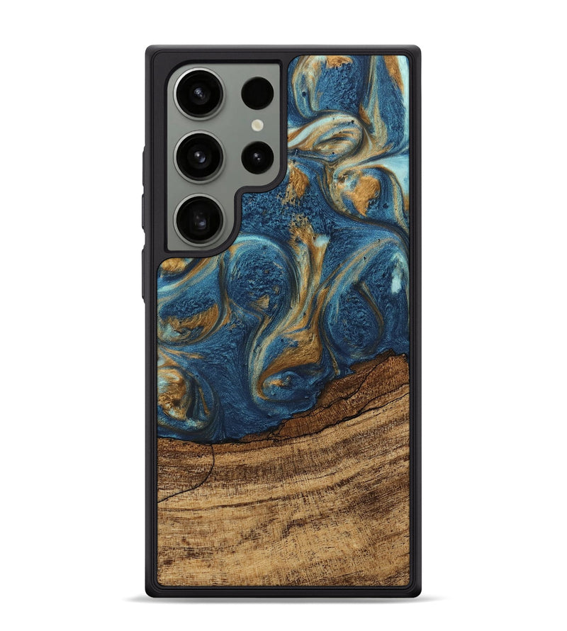 Galaxy S24 Ultra Wood Phone Case - Lilia (Teal & Gold, 746596)