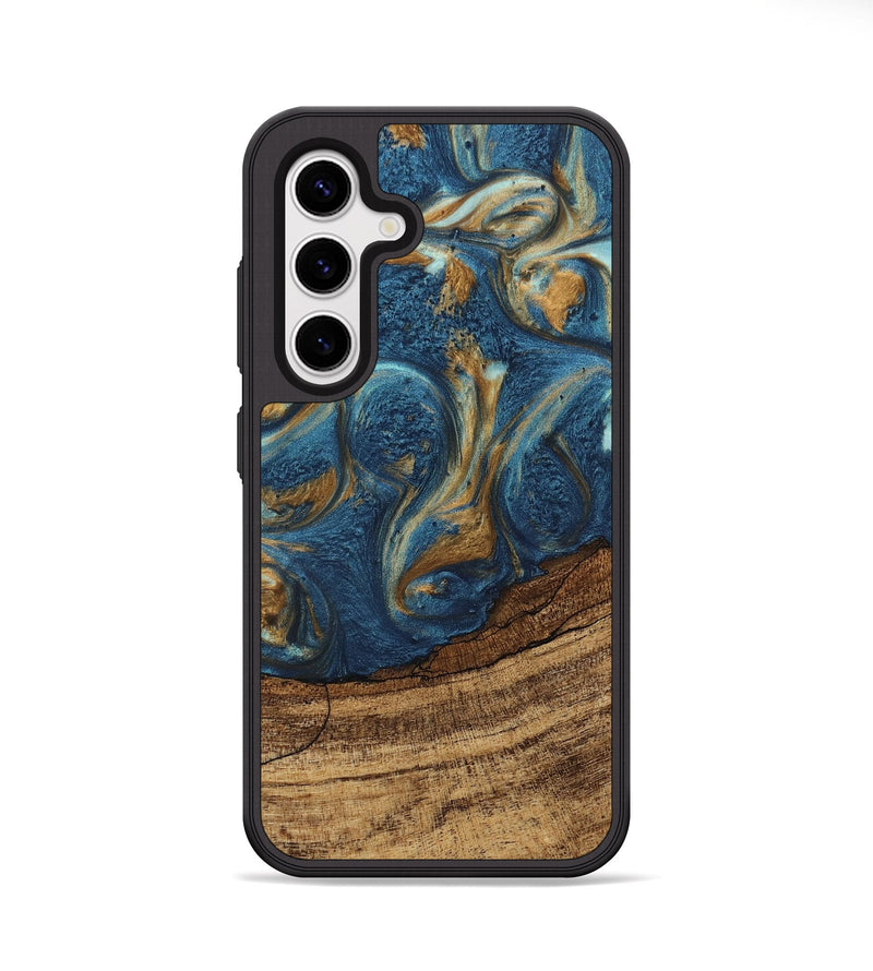 Galaxy S25 Plus Wood Phone Case - Lilia (Teal & Gold, 746596)