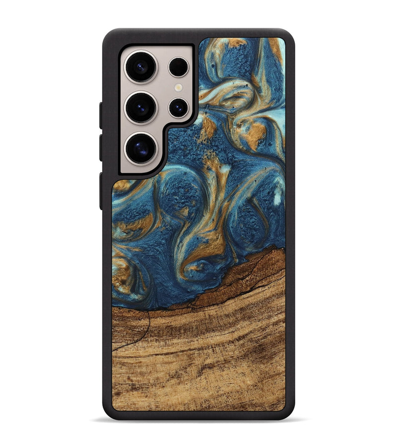 Galaxy S25 Ultra Wood Phone Case - Lilia (Teal & Gold, 746596)