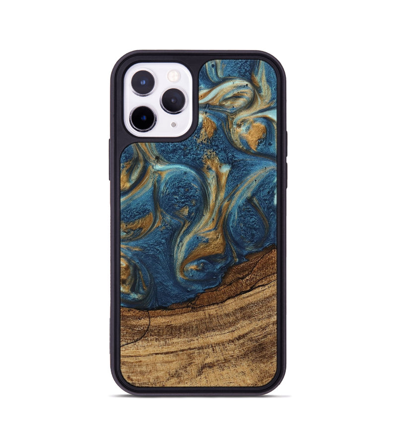 iPhone 11 Pro Wood Phone Case - Lilia (Teal & Gold, 746596)