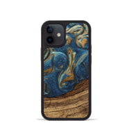 iPhone 12 mini Wood Phone Case - Lilia (Teal & Gold, 746596)