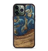 iPhone 13 Pro Max Wood Phone Case - Lilia (Teal & Gold, 746596)