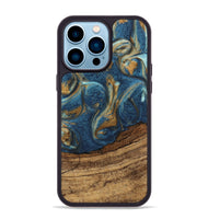 iPhone 14 Pro Max Wood Phone Case - Lilia (Teal & Gold, 746596)