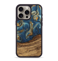 iPhone 15 Pro Max Wood Phone Case - Lilia (Teal & Gold, 746596)