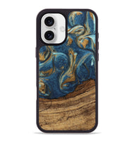 iPhone 16 Plus Wood Phone Case - Lilia (Teal & Gold, 746596)