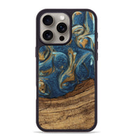 iPhone 16 Pro Max Wood Phone Case - Lilia (Teal & Gold, 746596)