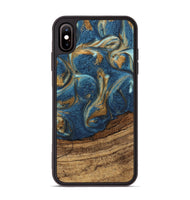 iPhone Xs Max Wood Phone Case - Lilia (Teal & Gold, 746596)