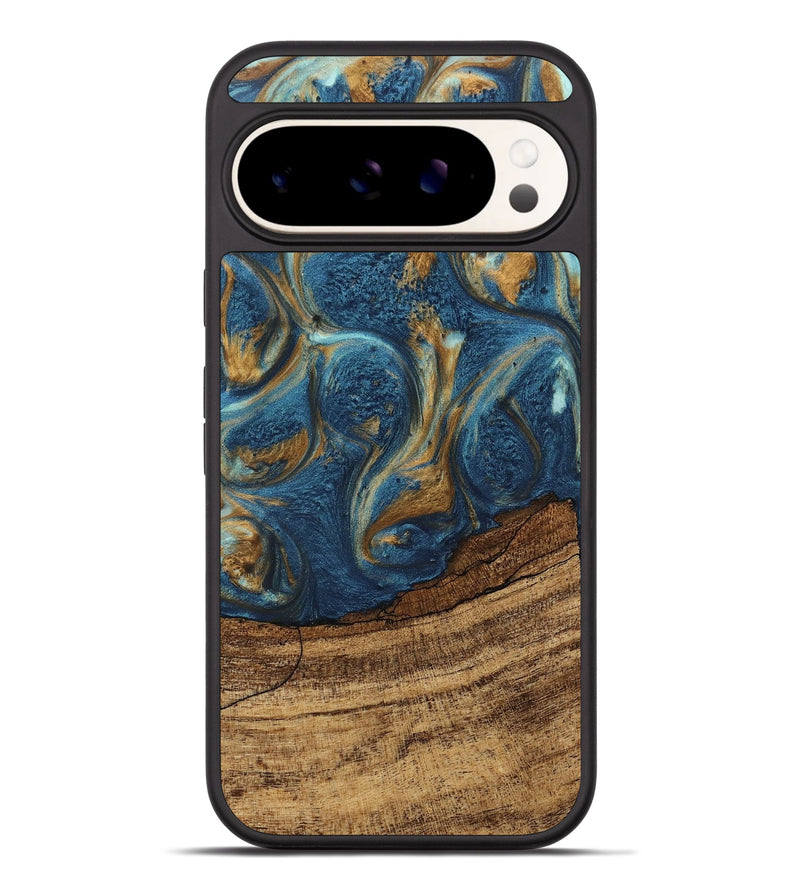 Pixel 9 Pro XL Wood Phone Case - Lilia (Teal & Gold, 746596)