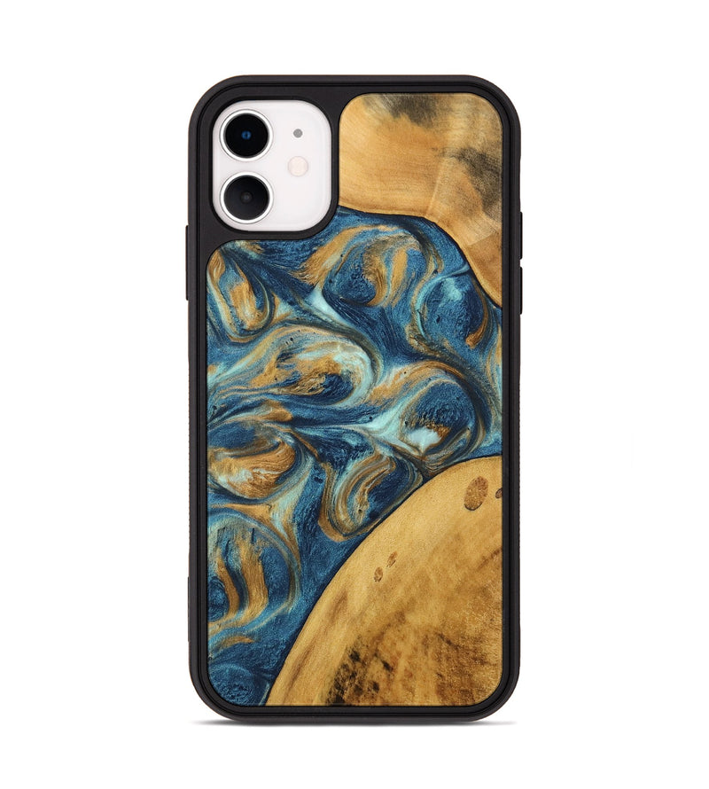 iPhone 11 Wood Phone Case - Edmond (Teal & Gold, 746597)