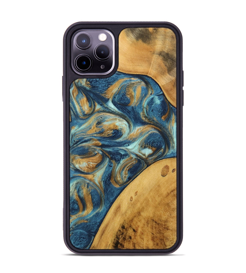 iPhone 11 Pro Max Wood Phone Case - Edmond (Teal & Gold, 746597)