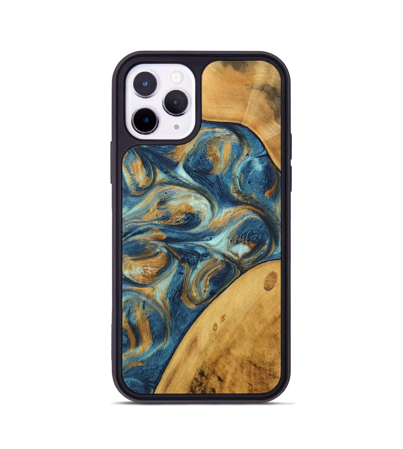 iPhone 11 Pro Wood Phone Case - Edmond (Teal & Gold, 746597)