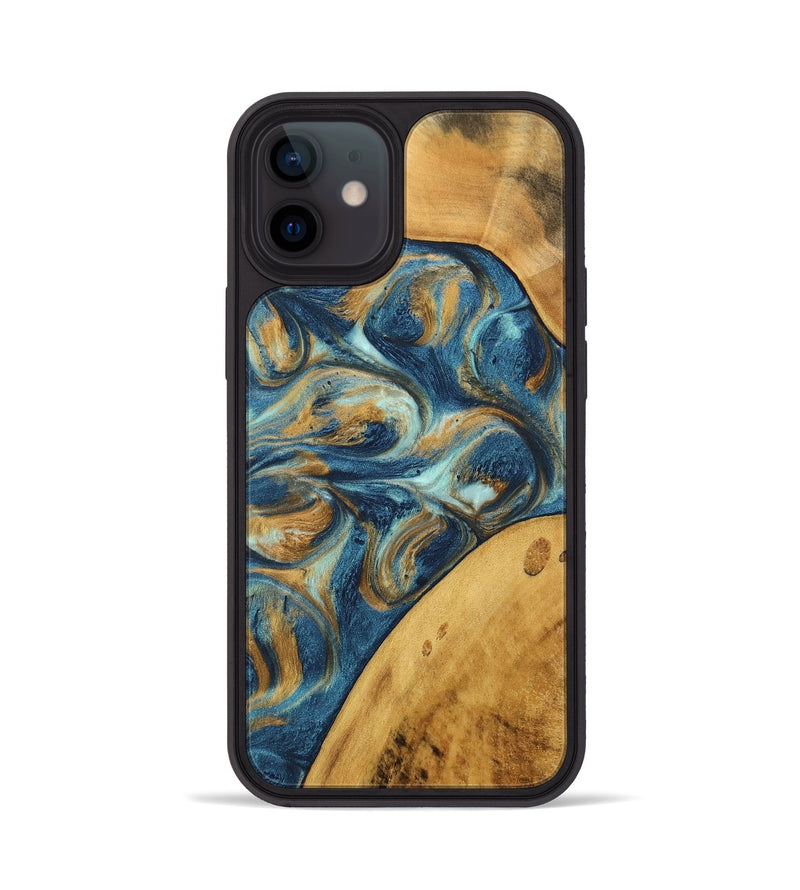 iPhone 12 Wood Phone Case - Edmond (Teal & Gold, 746597)