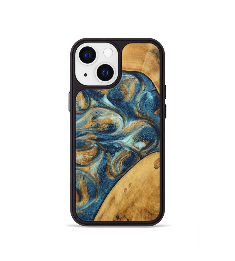 iPhone 13 mini Wood Phone Case - Edmond (Teal & Gold, 746597)