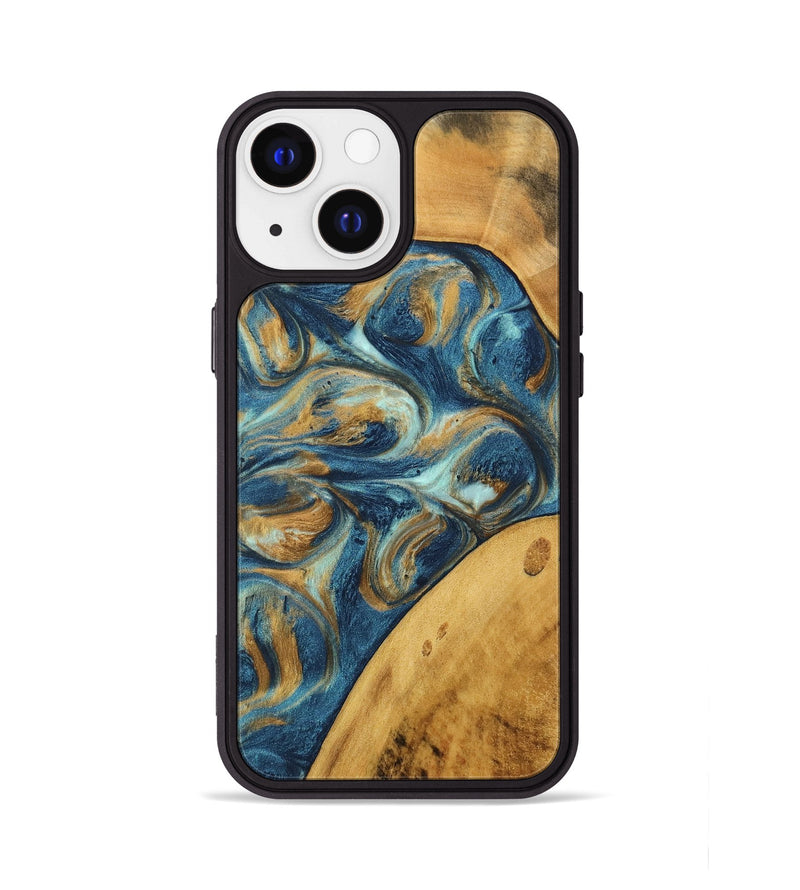 iPhone 13 Wood Phone Case - Edmond (Teal & Gold, 746597)